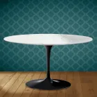 Eero Saarinen Tulip Coffee Table H 41 Oval in Salina Ceramic Made in Italy - Scarlet Viadurini