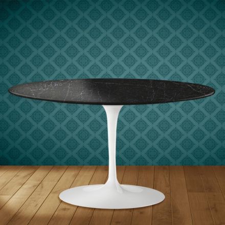 Eero Saarinen H 41 Oval Tulip Coffee Table in Somnia Ceramic Made in Italy - Scarlet Viadurini