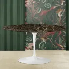 Tulip Coffee Table Eero Saarinen H 41 Oval in Emperador Dark Marble Made in Italy Viadurini