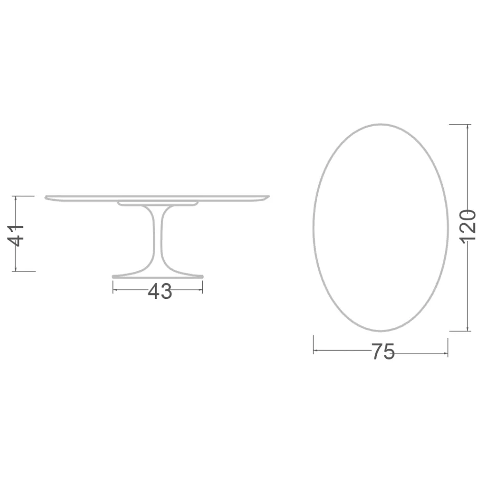 Tulip Coffee Table Eero Saarinen H 41 Oval in Emperador Dark Marble Made in Italy Viadurini