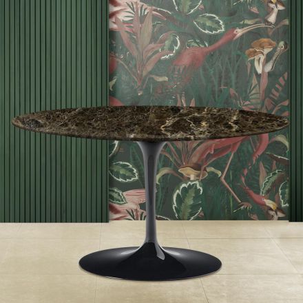 Tulip Coffee Table Eero Saarinen H 41 Oval in Emperador Dark Marble Made in Italy Viadurini