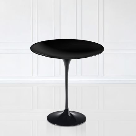 Tulip Coffee Table Eero Saarinen H 52 with Black Liquid Laminate Top Made in Italy - Scarlet Viadurini