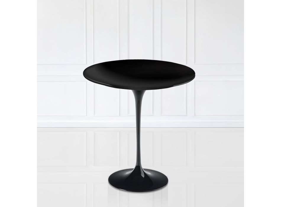 Tulip Coffee Table Eero Saarinen H 52 with Black Liquid Laminate Top Made in Italy - Scarlet Viadurini