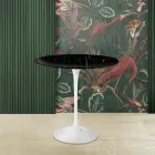 Tulip Coffee Table Eero Saarinen H 52 with Black Marquinia Marble Top Made in Italy - Scarlet Viadurini