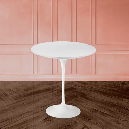 Tulip Coffee Table Eero Saarinen H 52 in White Liquid Laminate Made in Italy - Scarlet Viadurini