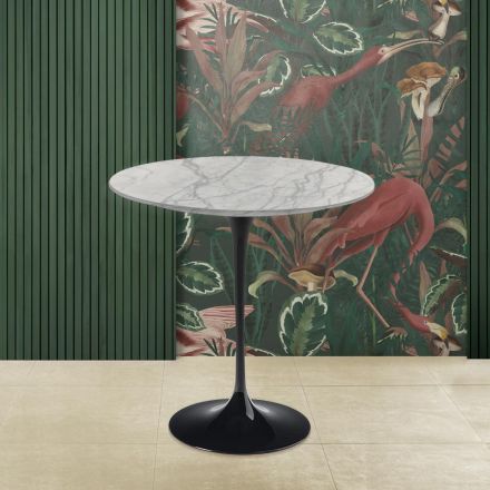 Eero Saarinen Tulip Coffee Table H 52 in Carrara Statuarietto Marble Made in Italy - Scarlet Viadurini