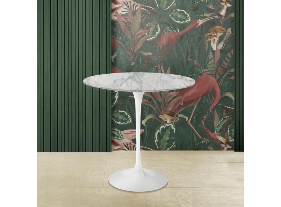 Tulip Coffee Table Eero Saarinen H 52 Oval in Arabescato Marble Made in Italy Viadurini