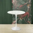 Tulip Coffee Table Eero Saarinen H 52 Round in Carrara Marble Made in Italy - Scarlet Viadurini