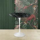 Tulip Coffee Table Eero Saarinen H 52 Round in Green Alpi Marble Made in Italy - Scarlet Viadurini