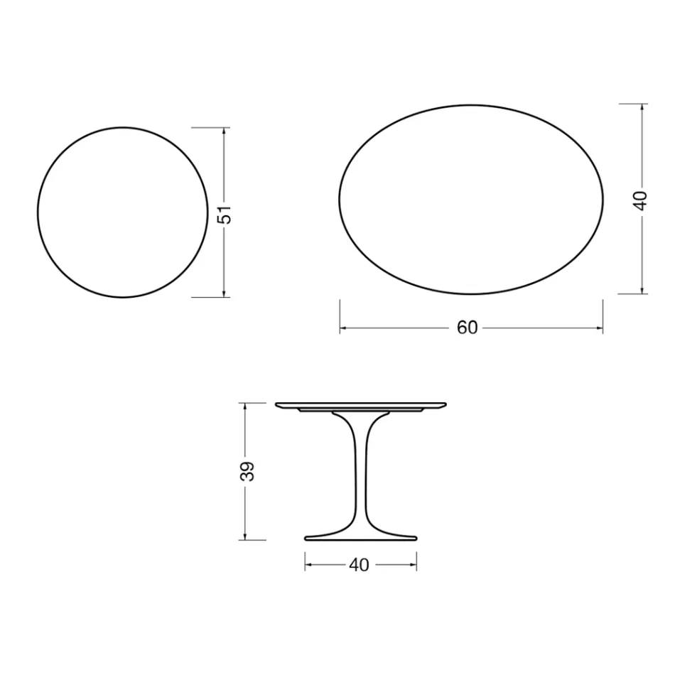 Saarinen Tulip Coffee Table H 39 cm in Matte White Florim Ceramic - Scarlet Viadurini