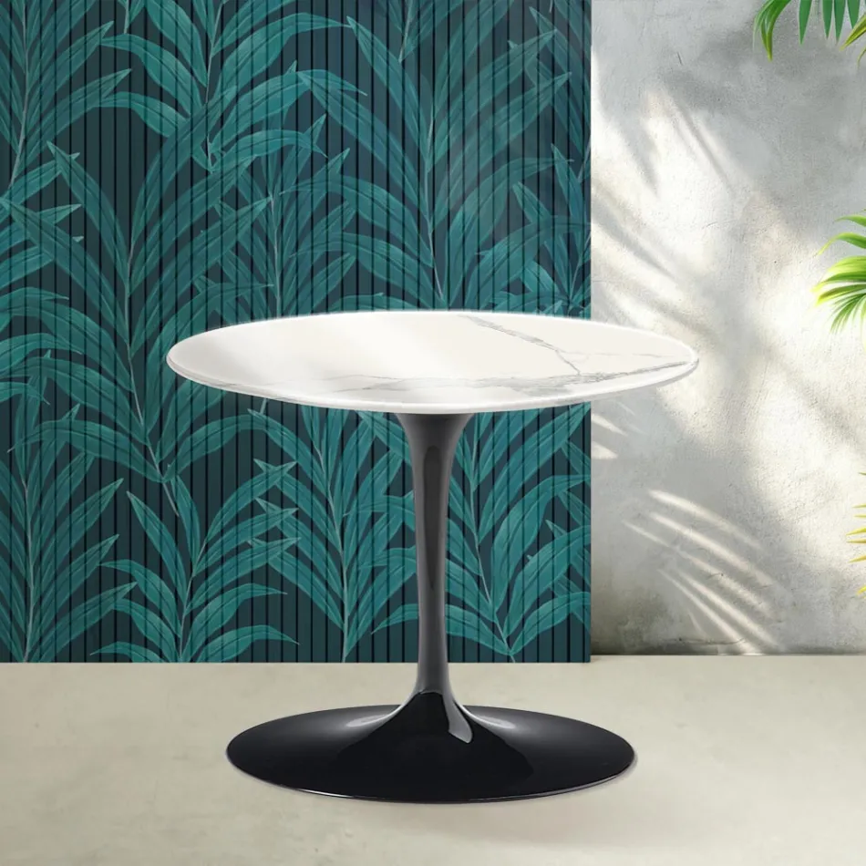 Saarinen Tulip Coffee Table H 39 cm in Glossy Statuario Florim Ceramic - Scarlet Viadurini
