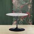 Tulip Saarinen Coffee Table with Oval Top in Arabesque Marble H 39 Made in Italy - Scarlet