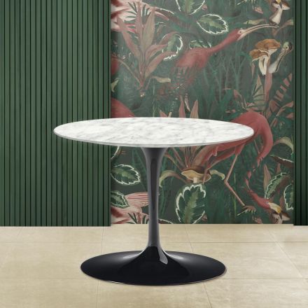 Tulip Saarinen H 39 Oval Coffee Table with Carrara Marble Top Made in Italy - Scarlet Viadurini