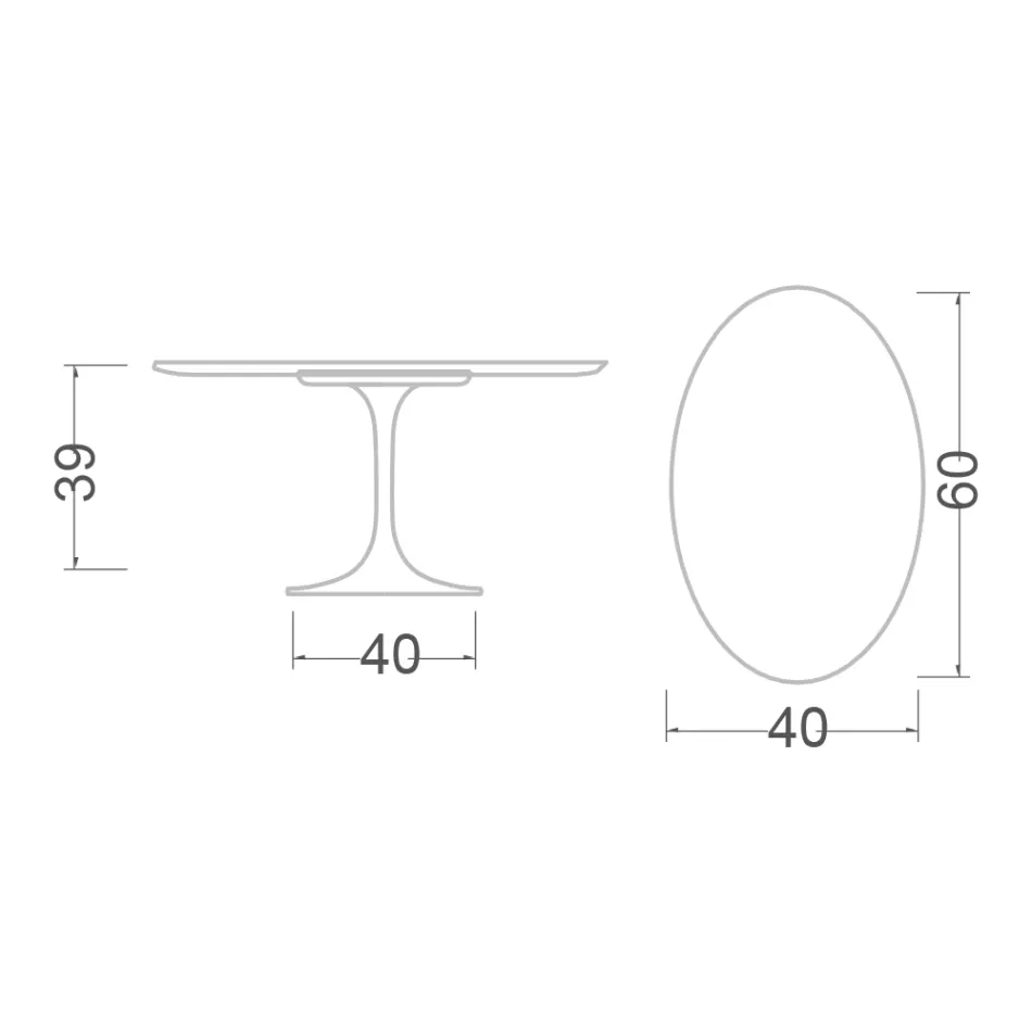 Tulip Saarinen H 39 Oval Coffee Table with Statuarietto Carrara Marble Top Viadurini