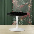 Tulip Saarinen H 39 Round Coffee Table in Black Marquinia Marble Made in Italy - Scarlet Viadurini