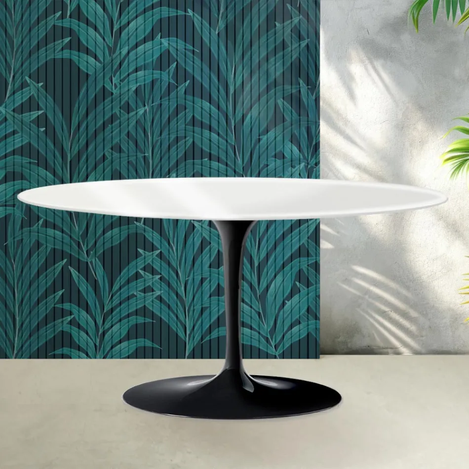 Saarinen Tulip Coffee Table H 41 cm in Glossy White Florim Ceramic - Scarlet Viadurini