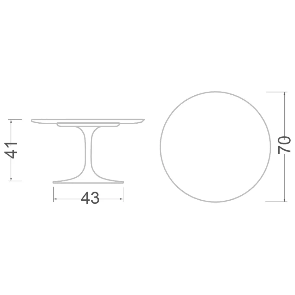 Tulip Saarinen Coffee Table H 41 with White Liquid Laminate Top Made in Italy - Scarlet Viadurini