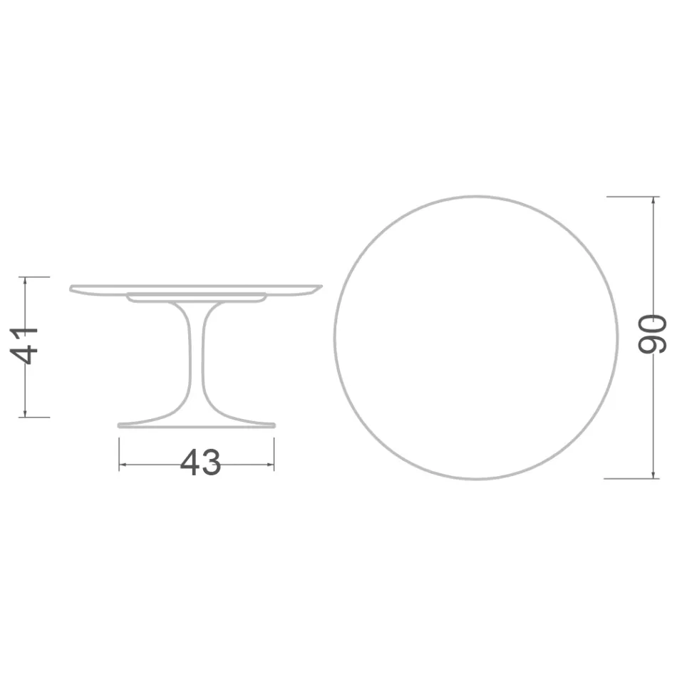 Tulip Saarinen Coffee Table H 41 with White Liquid Laminate Top Made in Italy - Scarlet Viadurini