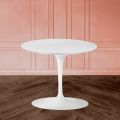 Tulip Saarinen Coffee Table H 41 with White Liquid Laminate Top Made in Italy - Scarlet