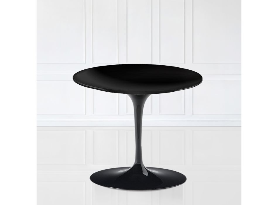 Tulip Saarinen Coffee Table H 41 with Black Liquid Laminate Top Made in Italy - Scarlet Viadurini