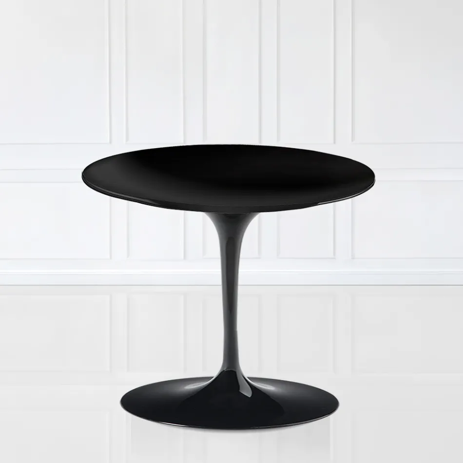 Tulip Saarinen Coffee Table H 41 with Black Liquid Laminate Top Made in Italy - Scarlet Viadurini