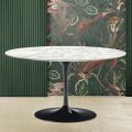 Tulip Saarinen Coffee Table with Carrara Marble Top H 41 Made in Italy - Scarlet