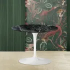 Tulip Saarinen Coffee Table H 41 with Verde Alpi Marble Top Made in Italy Viadurini