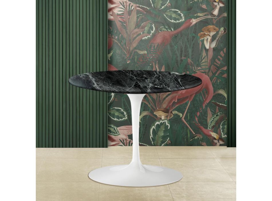 Tulip Saarinen Coffee Table H 41 with Verde Alpi Marble Top Made in Italy Viadurini