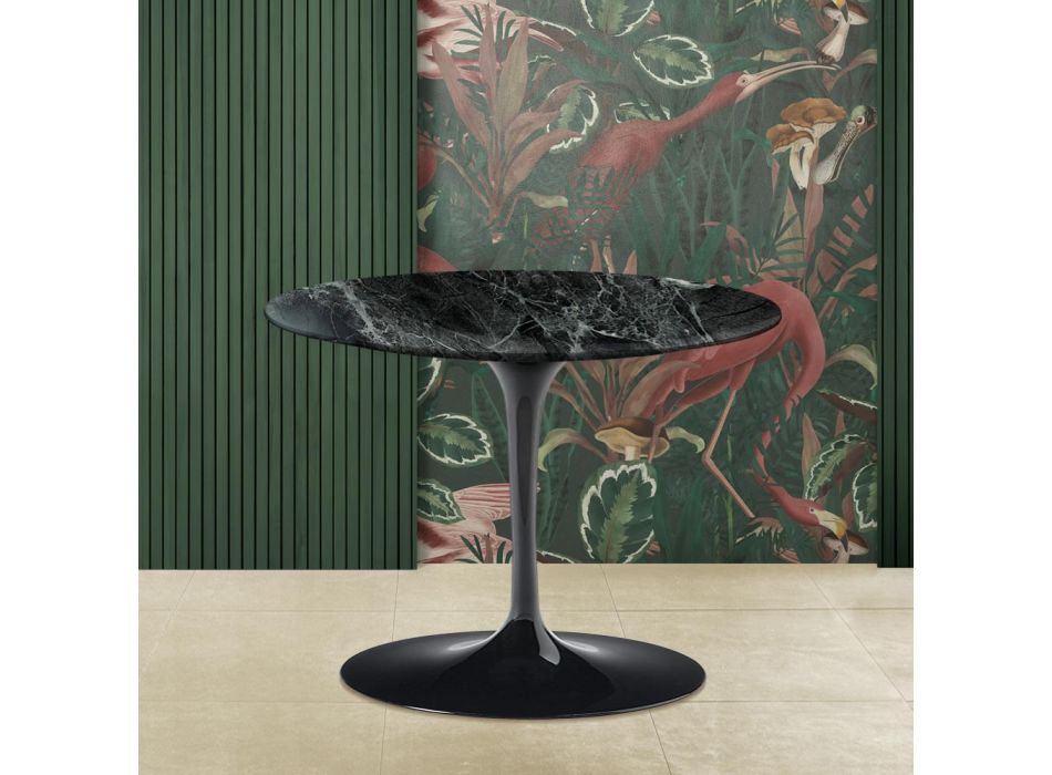 Tulip Saarinen Coffee Table H 41 with Green Alpi Marble Top Made in Italy Viadurini