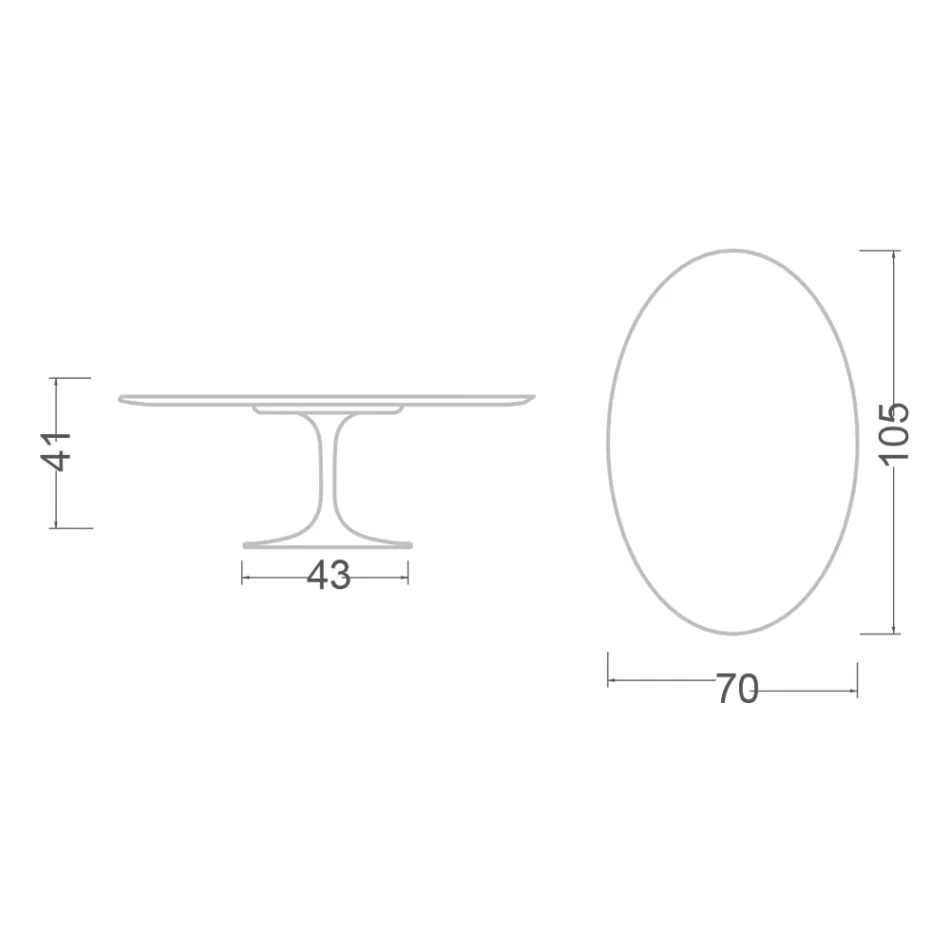 Tulip Saarinen Coffee Table H 41 with Oval Top in White Liquid Laminate Made in Italy - Scarlet Viadurini