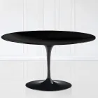 Tulip Saarinen Coffee Table H 41 with Oval Top in Black Liquid Laminate Made in Italy - Scarlet Viadurini