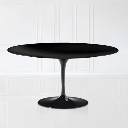 Tulip Saarinen Coffee Table H 41 in Black Oval Liquid Laminate Made in Italy - Scarlet Viadurini