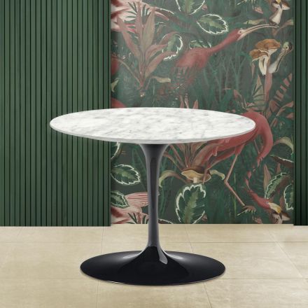 Tulip Saarinen Coffee Table H 41 in Carrara Marble Made in Italy Viadurini