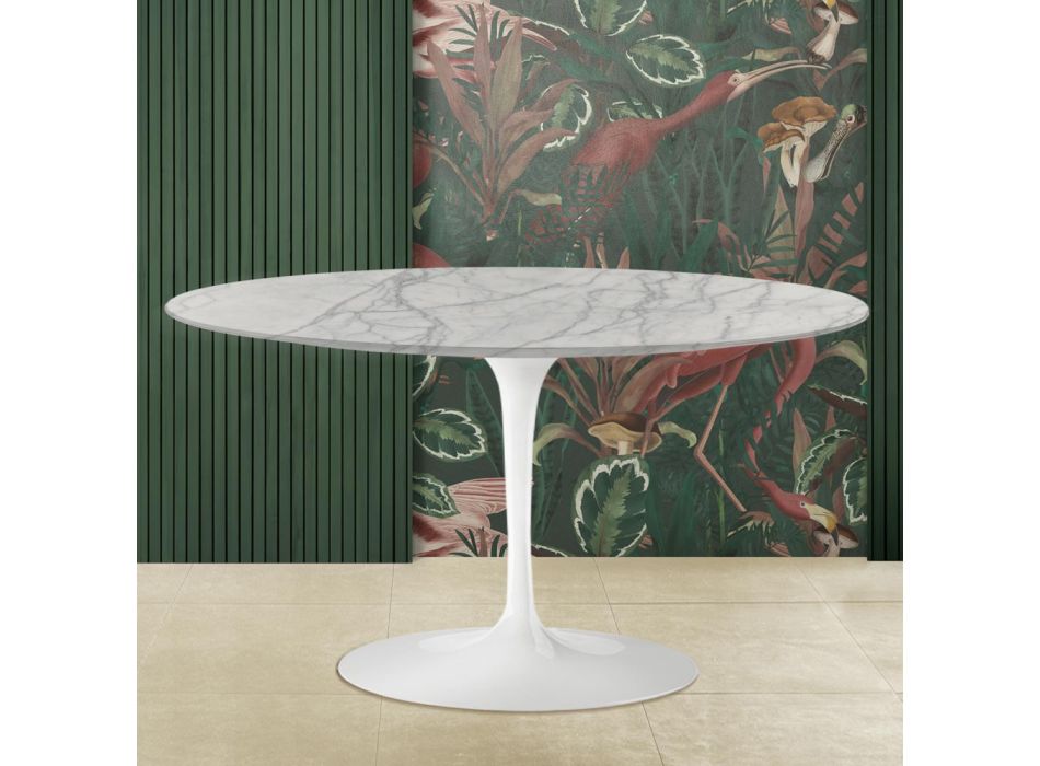 Tulip Saarinen Coffee Table H 41 in Statuarietto Carrara Marble Made in Italy - Scarlet Viadurini