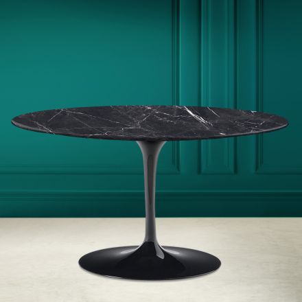 Tulip Saarinen H 41 Oval Coffee Table with Marquinia Ceramic Top Viadurini