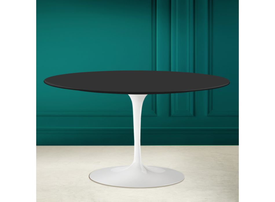 Tulip Saarinen H 41 Oval Coffee Table with Black Soft Ceramic Top Made in Italy - Scarlet Viadurini