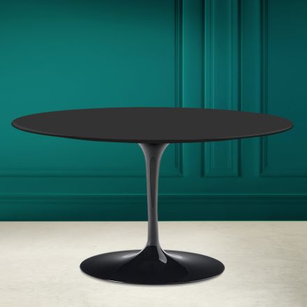 Tulip Saarinen H 41 Oval Coffee Table with Black Soft Ceramic Top Made in Italy - Scarlet Viadurini