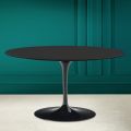 Tulip Saarinen H 41 Oval Coffee Table with Black Soft Ceramic Top Made in Italy - Scarlet