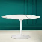 Tulip Saarinen H 41 Oval Coffee Table with Full Vein Statuary Ceramic Top Viadurini