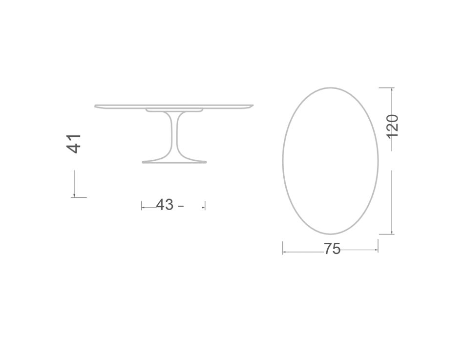 Tulip Saarinen H 41 Oval Coffee Table with Full Vein Statuary Ceramic Top Viadurini