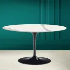 Tulip Saarinen H 41 Oval Coffee Table with Full Vein Statuary Ceramic Top Viadurini