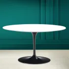 Tulip Saarinen H 41 Oval Coffee Table in Absolute White Ceramic Made in Italy - Scarlet Viadurini