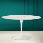 Tulip Saarinen H 41 Oval Coffee Table in Calacatta Antique White Ceramic - Scarlet Viadurini
