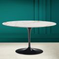 Tulip Saarinen H 41 Oval Coffee Table in Ceramic Calacatta Antique White - Scarlet