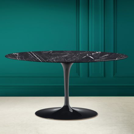 Tulip Saarinen H 41 Oval Coffee Table in Marquinia Ceramic Made in Italy - Scarlet Viadurini