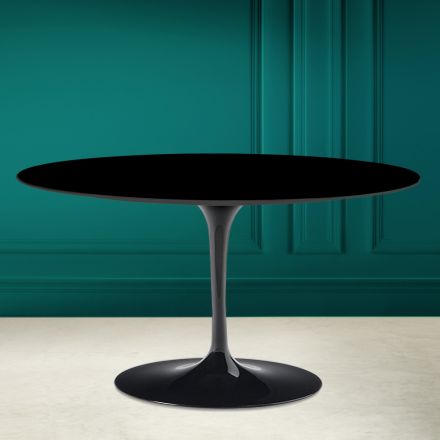 Tulip Saarinen H 41 Oval Coffee Table in Absolute Black Ceramic Made in Italy - Scarlet Viadurini