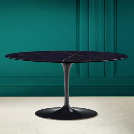 Tulip Saarinen H 41 Oval Coffee Table in Noir Laurent Ceramic Made in Italy - Scarlet Viadurini