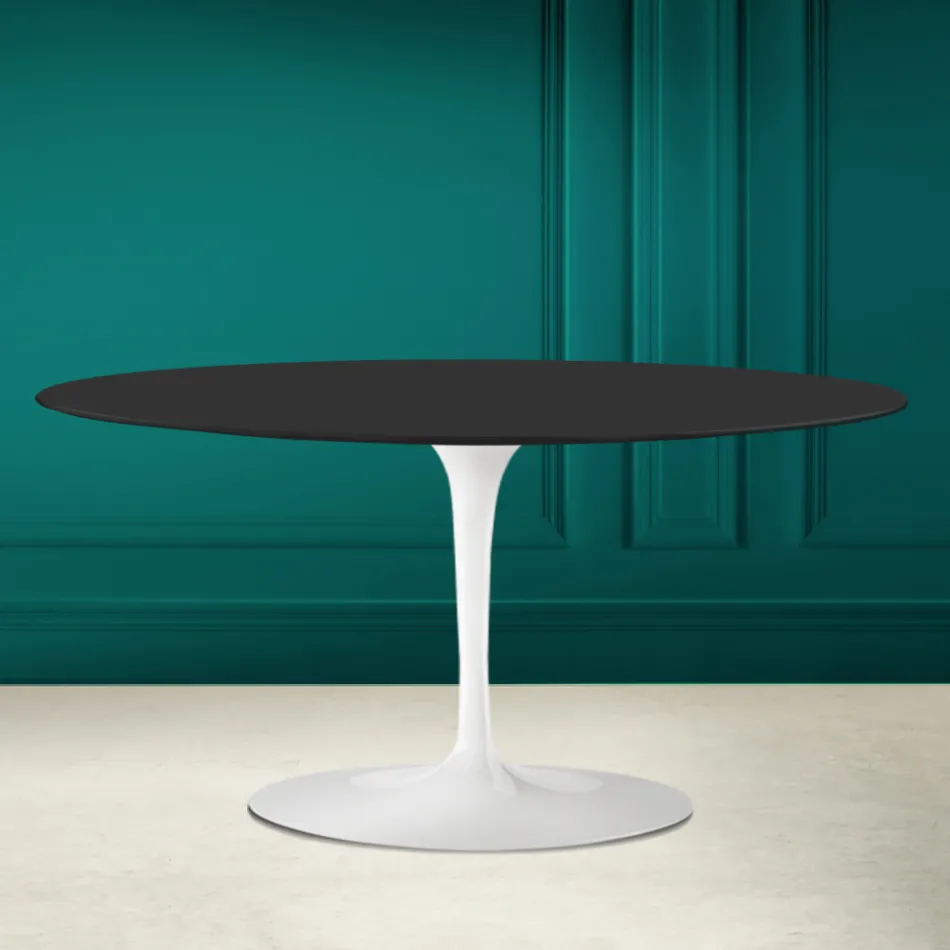 Tulip Saarinen H 41 Oval Coffee Table in Noir Soft Ceramic Made in Italy - Scarlet Viadurini