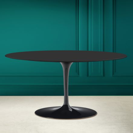 Tulip Saarinen H 41 Oval Coffee Table in Noir Soft Ceramic Made in Italy - Scarlet Viadurini