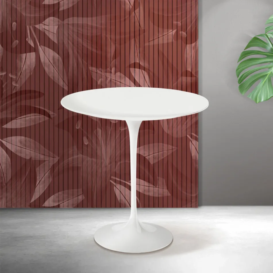 Saarinen Tulip Coffee Table H 52 cm in Matte White Florim Ceramic - Scarlet Viadurini